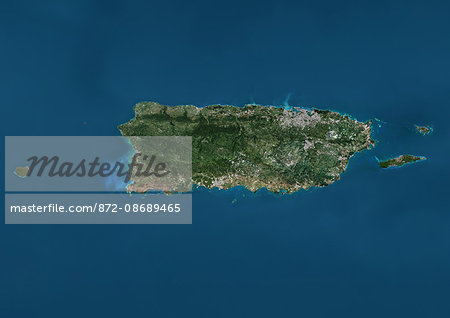 Satellite view of Puerto Rico. This image was compiled from data acquired by Landsat satellites. Satellite view of Puerto Rico. This image was compiled from data acquired by Landsat satellites.
