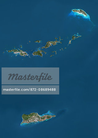 Satellite view of British and US Virgin Islands. This image was compiled from data acquired by Landsat satellites. Satellite view of British and US Virgin Islands. This image was compiled from data acquired by Landsat satellites.