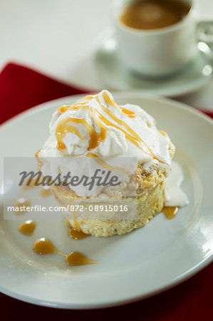 Pastry with whipped cream and caramel, Wakefield Inn, Wakefield, NH.