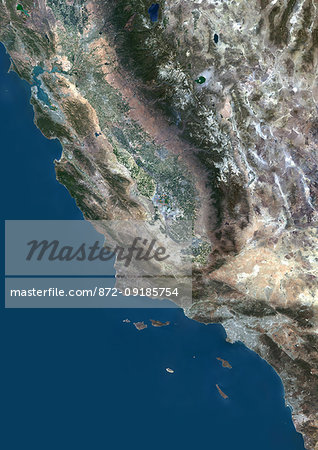 Color satellite image of San Francisco to Los Angeles, California, United States. The Sierra Nevada runs north to south parallel to the coast. It is home to three national parks, i.e. Yosemite, Sequoia, and Kings Canyon National Parks. Image collected on May 1, 2017 by Sentinel-2 satellites. Color satellite image of San Francisco to Los Angeles, California, United States. The Sierra Nevada runs north to south parallel to the coast. It is home to three national parks, i.e. Yosemite, Sequoia, and Kings Canyon National Parks. Image collected on May 1, 2017 by Sentinel-2 satellites.