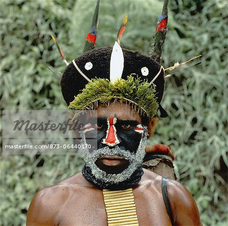 Portrait of Huli Tribesman Papua New Guinea