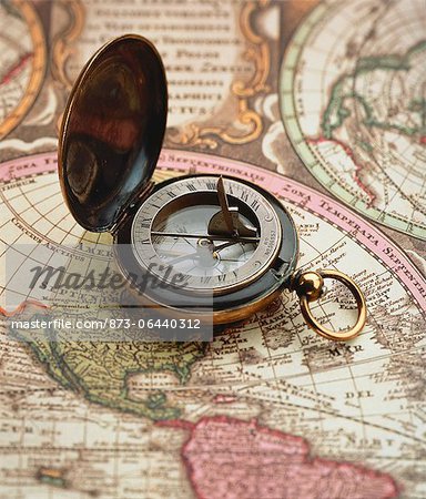 Close-Up of Compass on Map Close-Up of Compass on Map