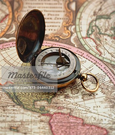 Close-Up of Compass on Map