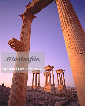 Columns in Desert Palmyra Ruins, Syria