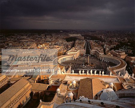 Aerial View of City and Storm Clouds Rome, Italy