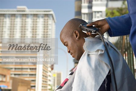 Man Getting Haircut Johannesburg Gauteng South Africa Stock