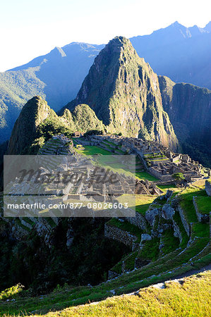 South America, Peru, Machu Picchu aerial view, landscape