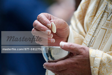 Catholic mass. Holy communion. La Roche-sur-Foron. France.