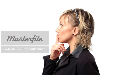 France, young blond woman in studio.