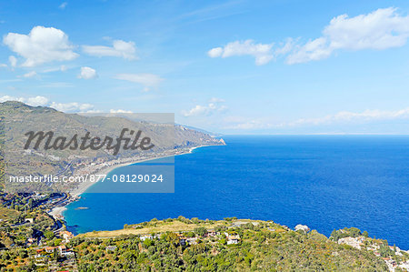 Italy. Sicily. Taormina. View of the coast from the Greek Theatre.