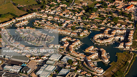 France, Languedoc-Roussillon, Gard, aerial view of Aigues-Mortes