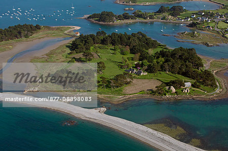 France, Brittany, Cotes-d'Armor, Bugueles, Breton village attached to the town of Penvenan, aerial view