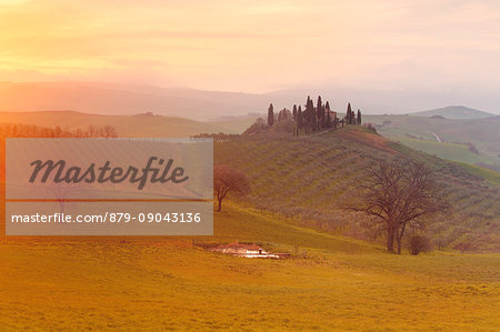 Europe,Italy,Tuscany,Siena district. Sunrise in Orcia valley