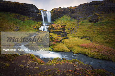 Europe, Iceland, Westfjords Vestfirdir. Waterfall