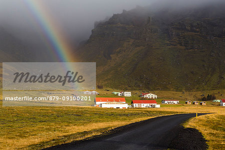 Ranbow in Iceland countryside, Vik village, Iceland