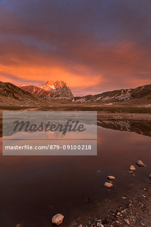 The Big Horn of Gran Sasso Mountain at sunrise, Campo Imperatore, L'Aquila district, Abruzzo, Italy