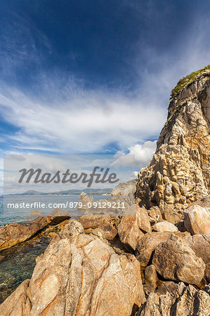 White cliffs, Sant'Andrea Beach, Marciana, Elba Island, Livorno Province, Tuscany, Italy