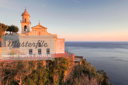 San Giovanni Battista Church at sunset, Conca dei Marini, Salerno province, Campania, Italy, Europe