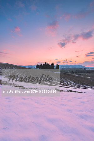 Orccia valley in winter season, Tuscany, Siena province, Italy, Europe.