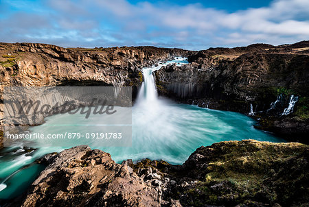Aldeyjarfoss waterfall surrounded by the basaltic columns, North Iceland, Europe