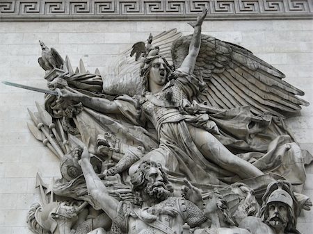 close-up of a group statues of the french Triumph Arch in Paris Foto de stock - Super Valor sin royalties y Suscripción, Código: 400-04004275