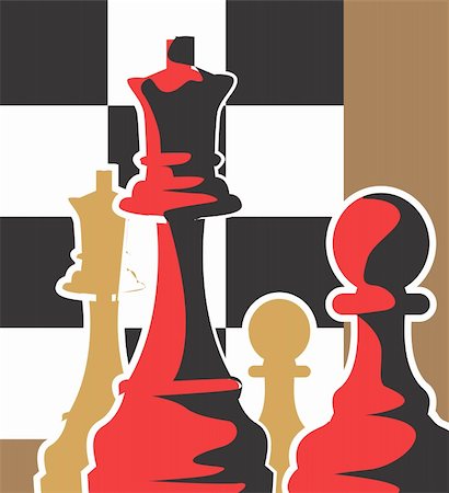 simsearch:640-01350185,k - Illustration of pawns with chess board Photographie de stock - Aubaine LD & Abonnement, Code: 400-04004291