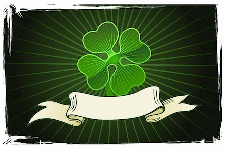 Vector illustration of a clover with banner on dark background Stock Photo - Budget Royalty-Free & Subscription, Code: 400-04004654