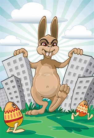 deviled egg - Demonic Easter Bunny coming with painted eggs Stock Photo - Budget Royalty-Free & Subscription, Code: 400-04005310