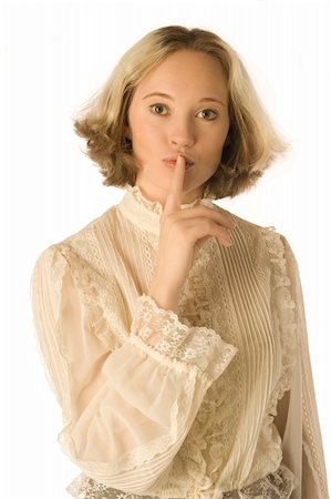 simsearch:400-04820733,k - The portrait of a woman with her finger near her lips Stockbilder - Microstock & Abonnement, Bildnummer: 400-04005405