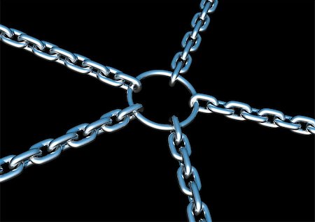 simsearch:400-07313742,k - 3d rendering of a ring holding together some chains Fotografie stock - Microstock e Abbonamento, Codice: 400-04005666