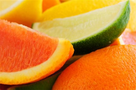 simsearch:400-04699407,k - Wedges of assorted citrus fruits lemon orange and lime Stock Photo - Budget Royalty-Free & Subscription, Code: 400-04005735