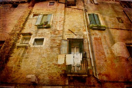 simsearch:400-05004765,k - Artistic work of my own in retro style - Postcard from Italy. - Urban decay - Venice. Fotografie stock - Microstock e Abbonamento, Codice: 400-04005956