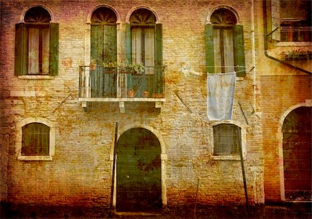 simsearch:400-05071947,k - Artistic work of my own in retro style - Postcard from Italy. - Urban decay - Venice. Foto de stock - Super Valor sin royalties y Suscripción, Código: 400-04005959