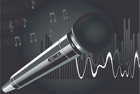 round vintage microphone - Illustration of a Wireless microphone with music notes Stock Photo - Budget Royalty-Free & Subscription, Code: 400-04005970