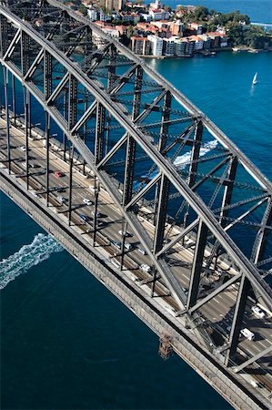 simsearch:400-04006297,k - Detail aerial view of Sydney Harbour Bridge in Sydney, Australia. Foto de stock - Royalty-Free Super Valor e Assinatura, Número: 400-04006266