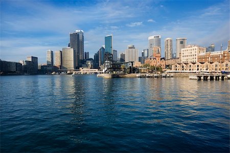 simsearch:400-04006297,k - Sydney Cove with view of downtown skyline and water in Sydney, Australia. Foto de stock - Royalty-Free Super Valor e Assinatura, Número: 400-04006307