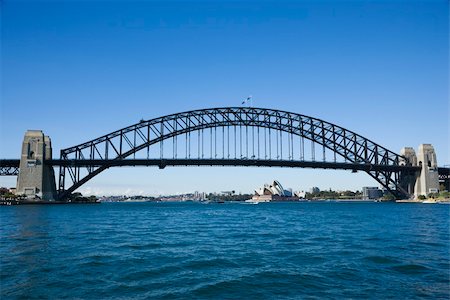 simsearch:400-04006297,k - Sydney Harbour Bridge with view of  Sydney Opera House in Australia. Foto de stock - Royalty-Free Super Valor e Assinatura, Número: 400-04006316