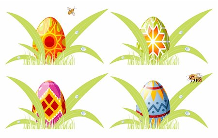 simsearch:400-04242338,k - Easter eggs with ornament in grass with bee, element for design, vector illustration Photographie de stock - Aubaine LD & Abonnement, Code: 400-04006905
