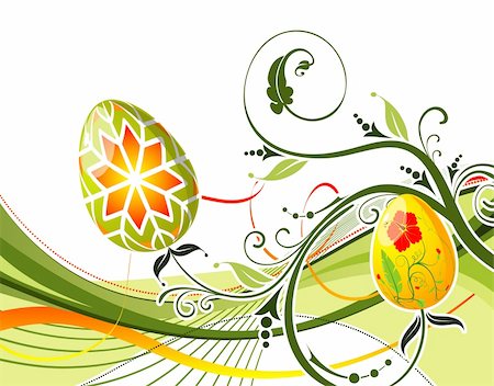 simsearch:400-04242338,k - Easter eggs with ornament on flower background with wave, element for design, vector illustration (no transparency) Photographie de stock - Aubaine LD & Abonnement, Code: 400-04006906