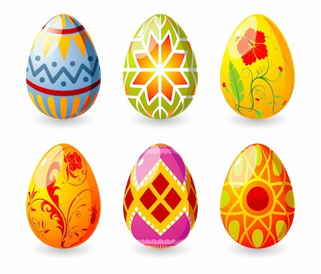 simsearch:400-04804351,k - Six easter eggs with ornament, element for design, vector illustration (no transparency) Stock Photo - Budget Royalty-Free & Subscription, Code: 400-04006902
