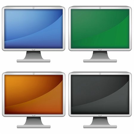 LCD monitors - colored illustration as detailed vector, 4 variations Stock Photo - Budget Royalty-Free & Subscription, Code: 400-04007053