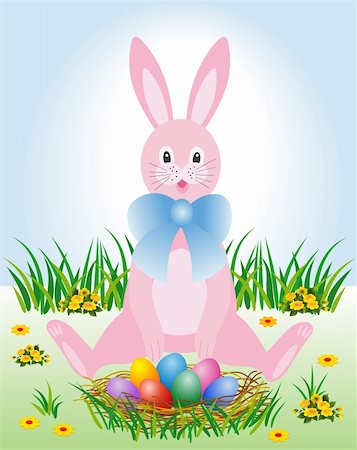 Easter Bunny with eggs in the nest Foto de stock - Super Valor sin royalties y Suscripción, Código: 400-04007193