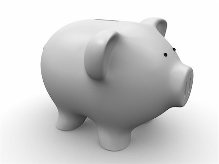 3d rendered black/white illustration of a piggy bank Stock Photo - Budget Royalty-Free & Subscription, Code: 400-04007407