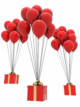 red blue birthday balloon clipart - 3d rendered illustration of flying red balloons with presents Stock Photo - Budget Royalty-Free & Subscription, Code: 400-04007410