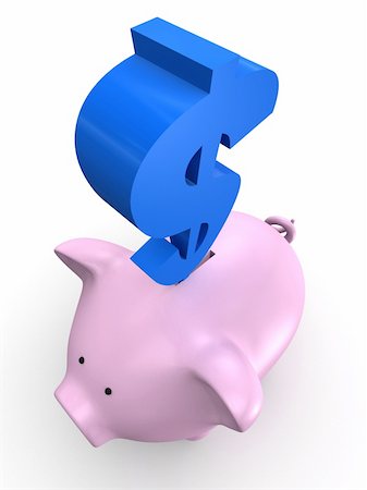 3d rendered illustration of a pink piggy bank and a blue dollar sign Stock Photo - Budget Royalty-Free & Subscription, Code: 400-04007420