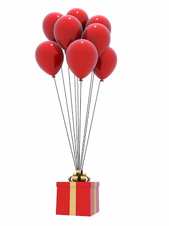 simsearch:400-04285786,k - 3d rendered illustration of flying red balloons with a present Stock Photo - Budget Royalty-Free & Subscription, Code: 400-04007448