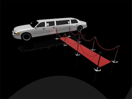 3d rendered illustration of a red carpet and a white limousine Stock Photo - Budget Royalty-Free & Subscription, Code: 400-04007442