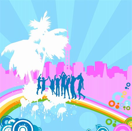 silhouettes dancing on a rainbow Stock Photo - Budget Royalty-Free & Subscription, Code: 400-04007719