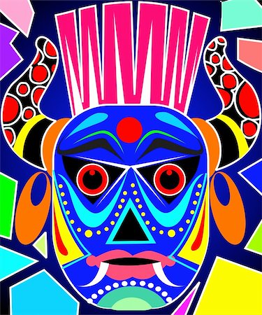 fairyland - Illustration of fantasy of a tribal mask Stock Photo - Budget Royalty-Free & Subscription, Code: 400-04007955