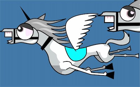 fairyland - Illustration of fantasy of flying horses Stock Photo - Budget Royalty-Free & Subscription, Code: 400-04007984